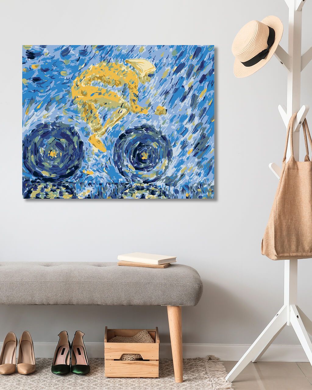 zuty Malování podle čísel - ŽLUTÝ CYKLISTA NA MODRÉM POZADÍ - Rozměr: 40x50 cm, Rámování: Varianta: vypnuté plátno na rám - obrázek 8