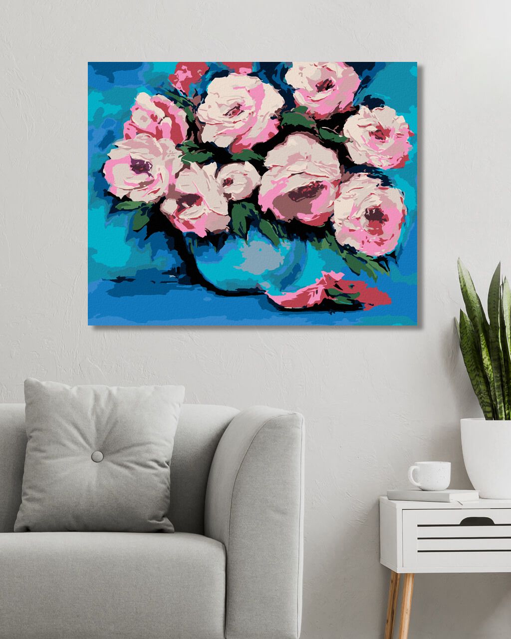 zuty Malování podle čísel - PIVOŇKY V MODRÉ VÁZE - Rozměr: 40x50 cm, Rámování: Varianta: bez rámu a bez vypnutí plátna - obrázek 9