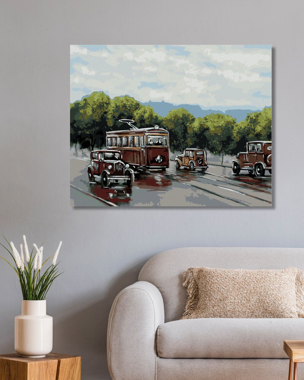 zuty Malování podle čísel - TRAMVAJ S AUTY - Rozměr: 40x50 cm, Rámování: Varianta: vypnuté plátno na rám - obrázek 9