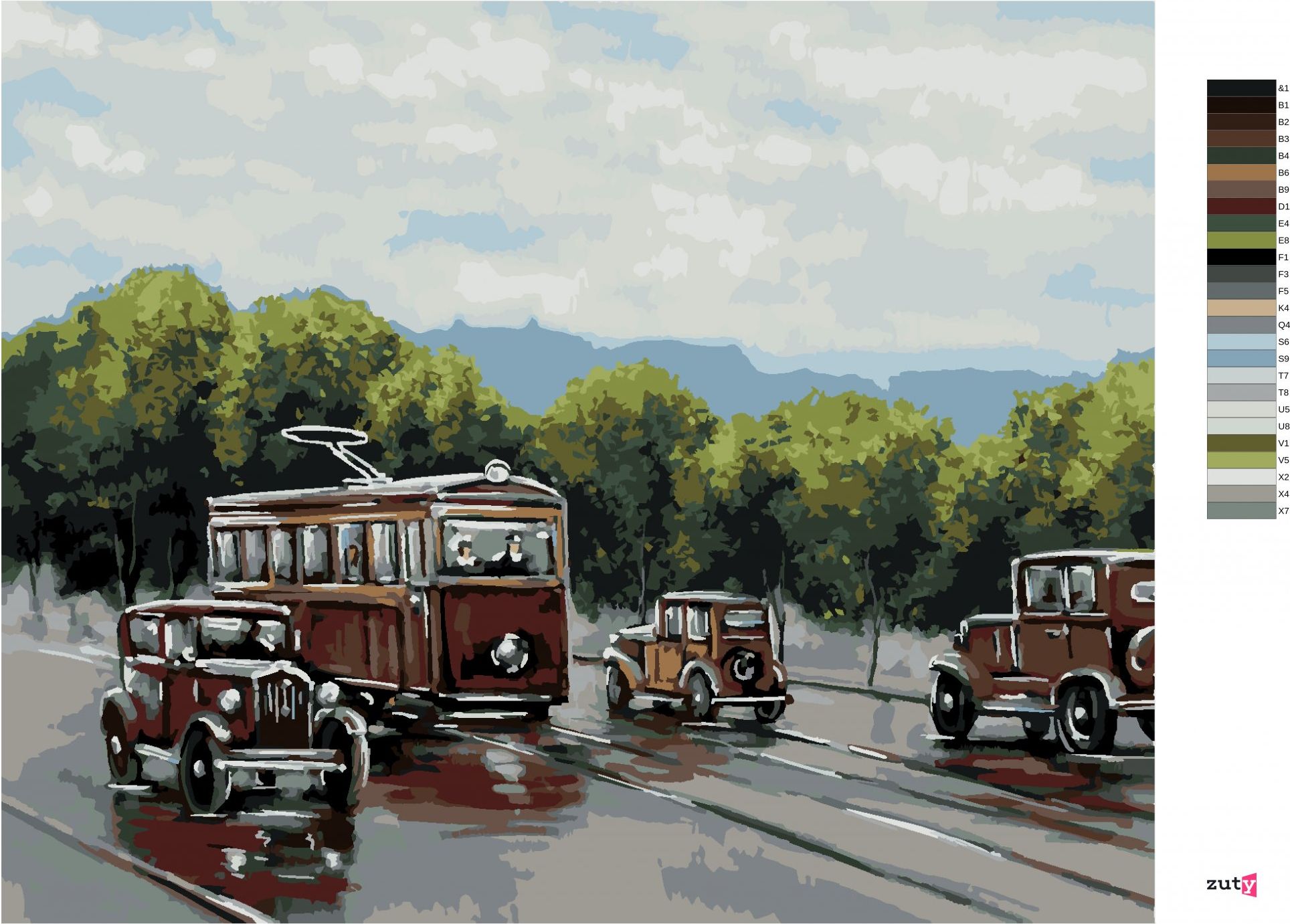 zuty Malování podle čísel - TRAMVAJ S AUTY - Rozměr: 40x50 cm, Rámování: Varianta: vypnuté plátno na rám - obrázek 10