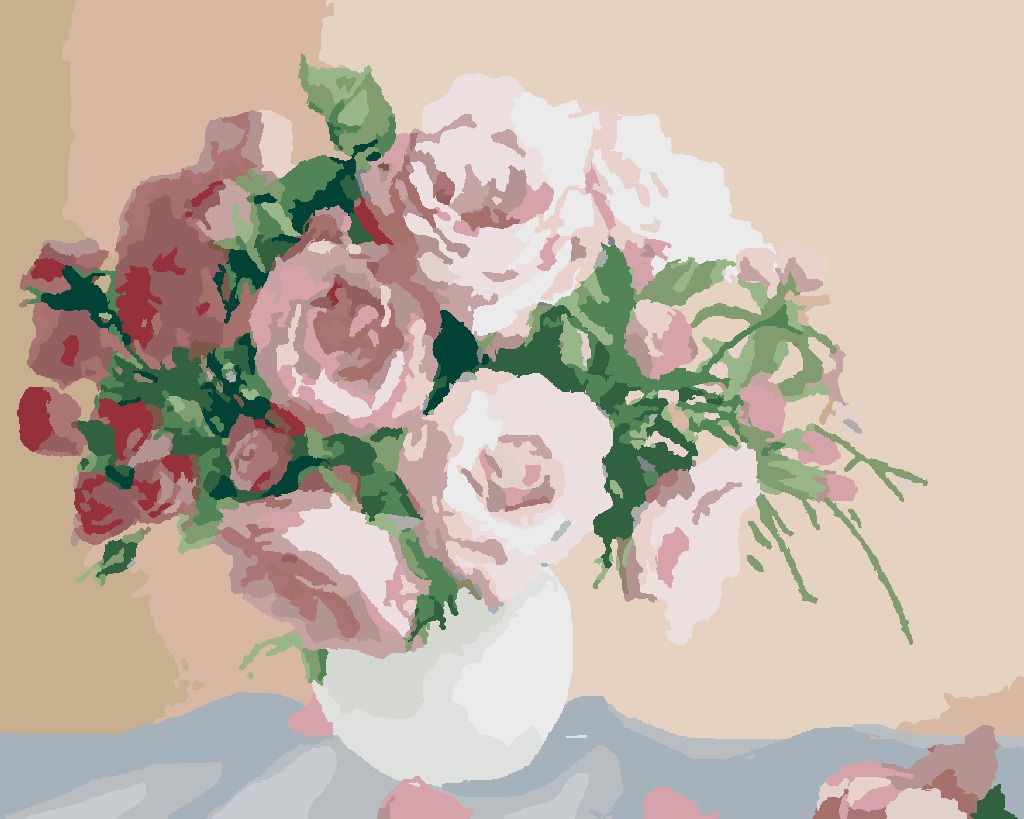 zuty Malování podle čísel - RŮŽE NA RŮŽOVÉM POZADÍ - Rozměr: 40x50 cm, Rámování: Varianta: bez rámu a bez vypnutí plátna - obrázek 3