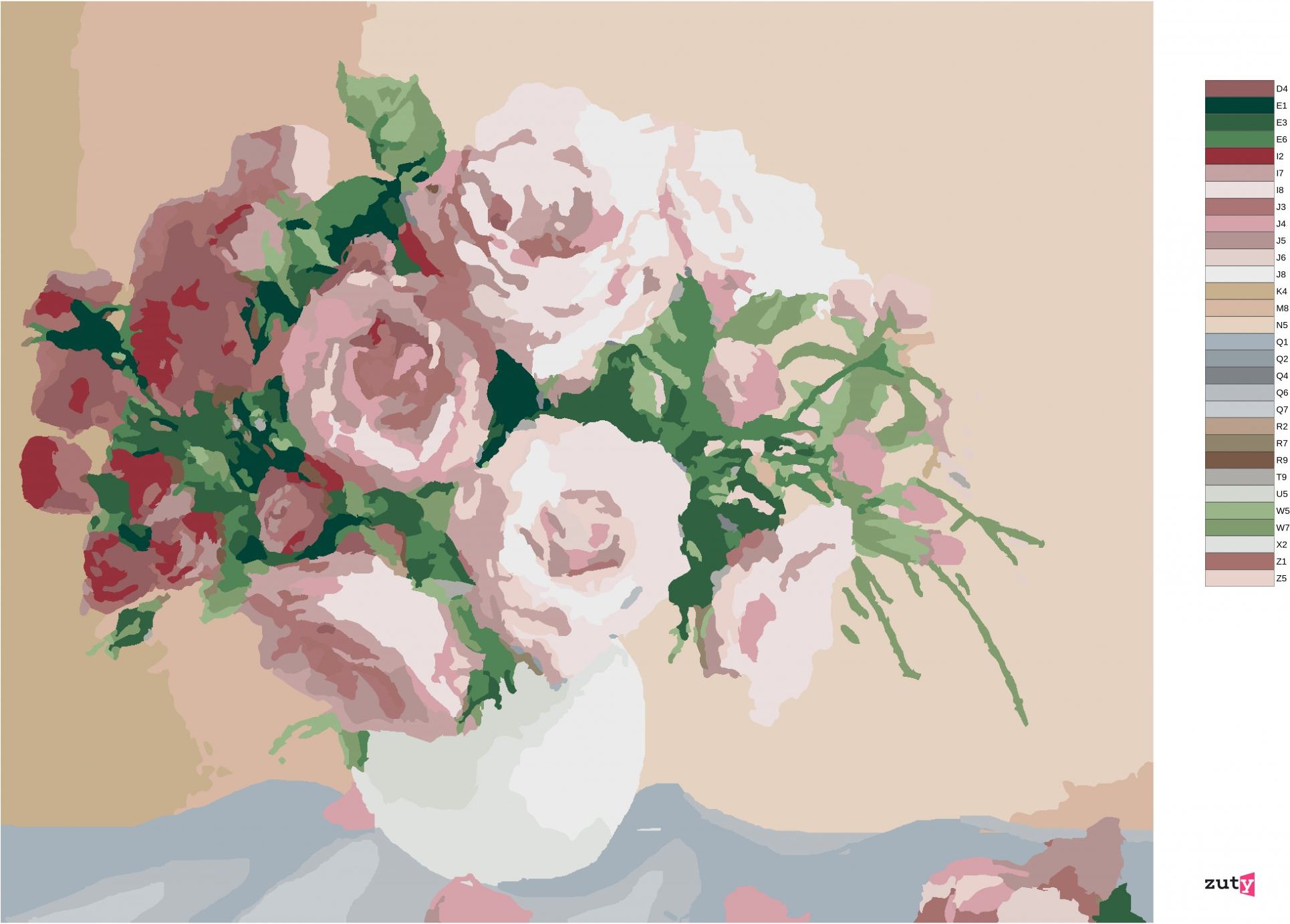 zuty Malování podle čísel - RŮŽE NA RŮŽOVÉM POZADÍ - Rozměr: 40x50 cm, Rámování: Varianta: bez rámu a bez vypnutí plátna - obrázek 9