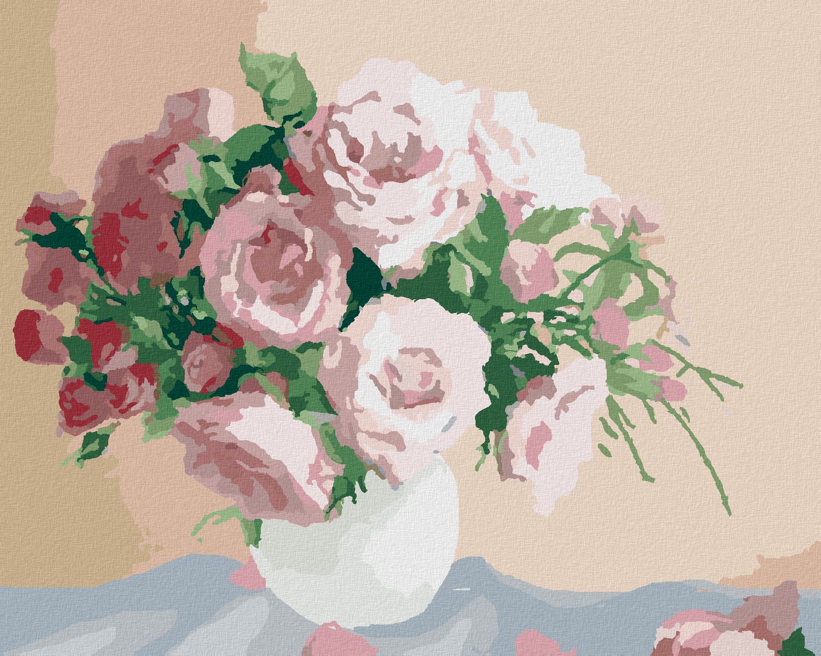 zuty Malování podle čísel - RŮŽE NA RŮŽOVÉM POZADÍ - Rozměr: 40x50 cm, Rámování: Varianta: vypnuté plátno na rám - obrázek 1
