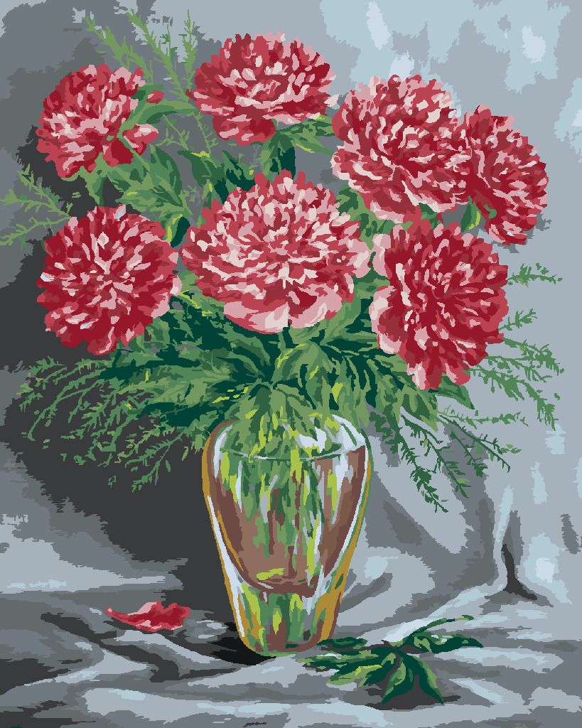 zuty Malování podle čísel - RŮŽOVÉ PIVOŇKY VE SKLENĚNÉ VÁZE - Rozměr: 40x50 cm, Rámování: Varianta: vypnuté plátno na rám - obrázek 6