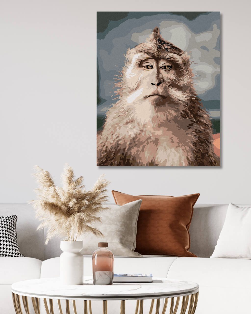 zuty Malování podle čísel - OPICE S VÁŽNÝM OBLIČEJEM - Rozměr: 40x50 cm, Rámování: Varianta: vypnuté plátno na rám - obrázek 3