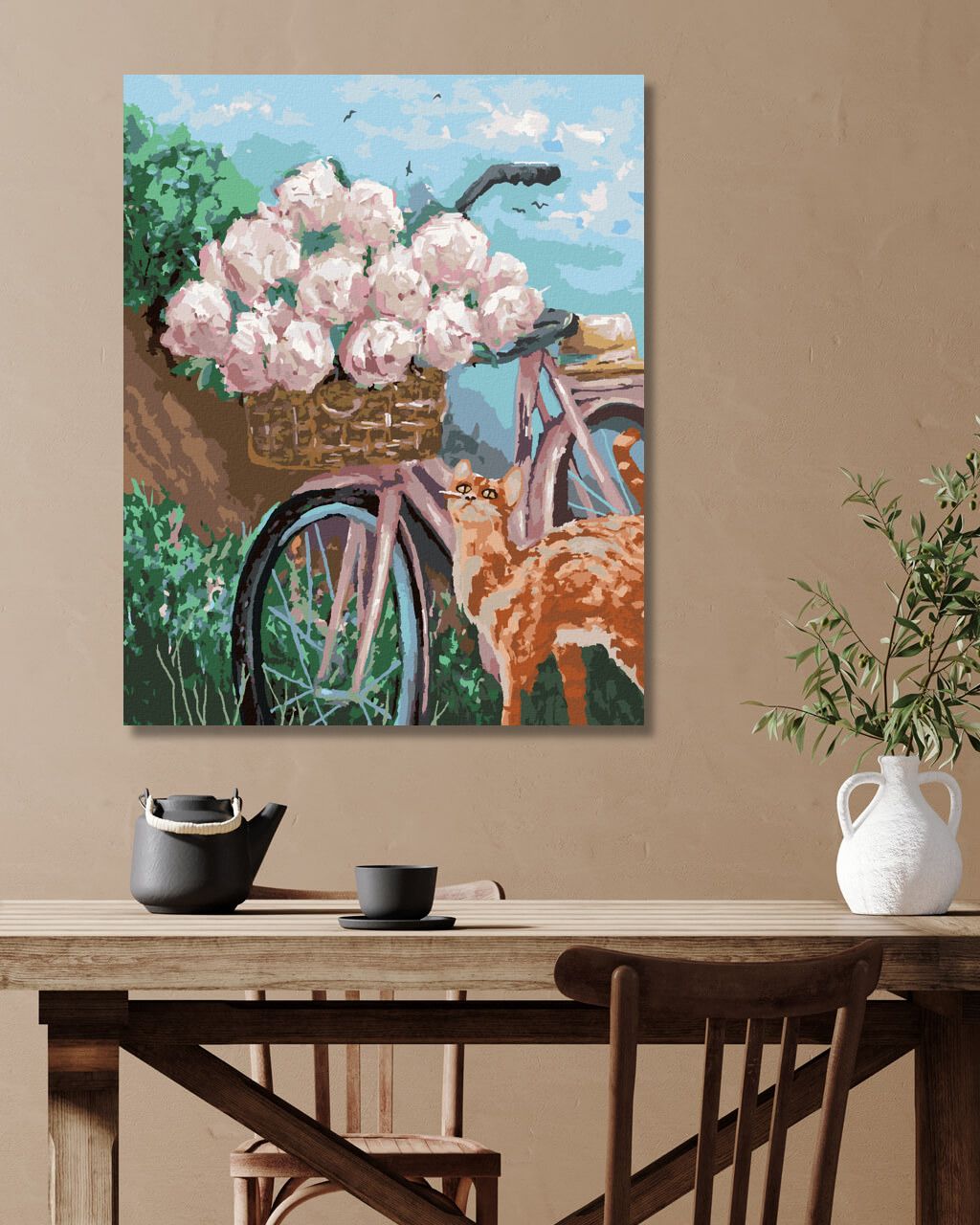 zuty Malování podle čísel - PIVOŇKY V KOŠÍKU NA KOLE - Rozměr: 40x50 cm, Rámování: Varianta: vypnuté plátno na rám - obrázek 3