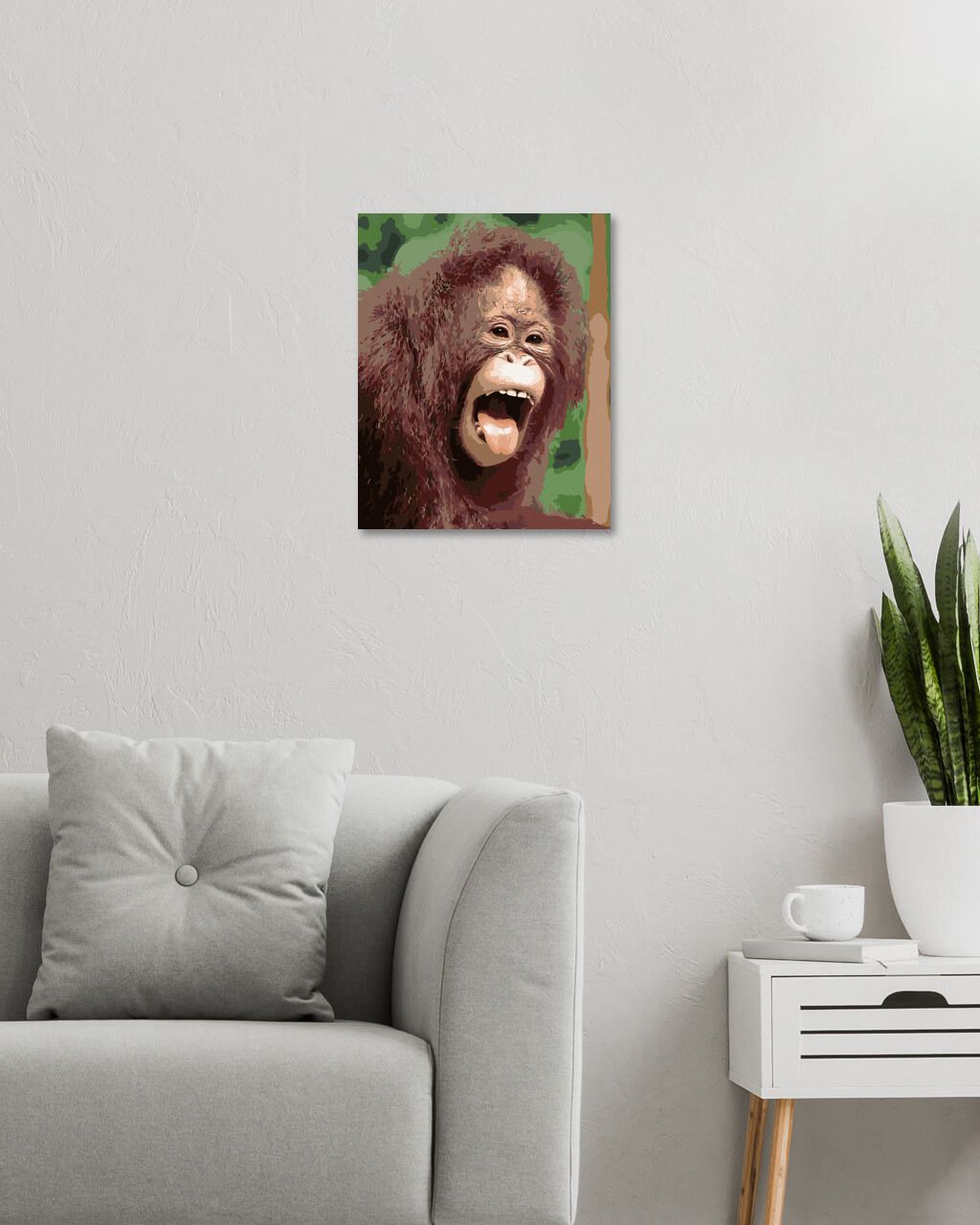 zuty Malování podle čísel - ORANGUTAN S OTEVŘENOU TLAMOU - Rozměr: 40x50 cm, Rámování: Varianta: vypnuté plátno na rám - obrázek 6