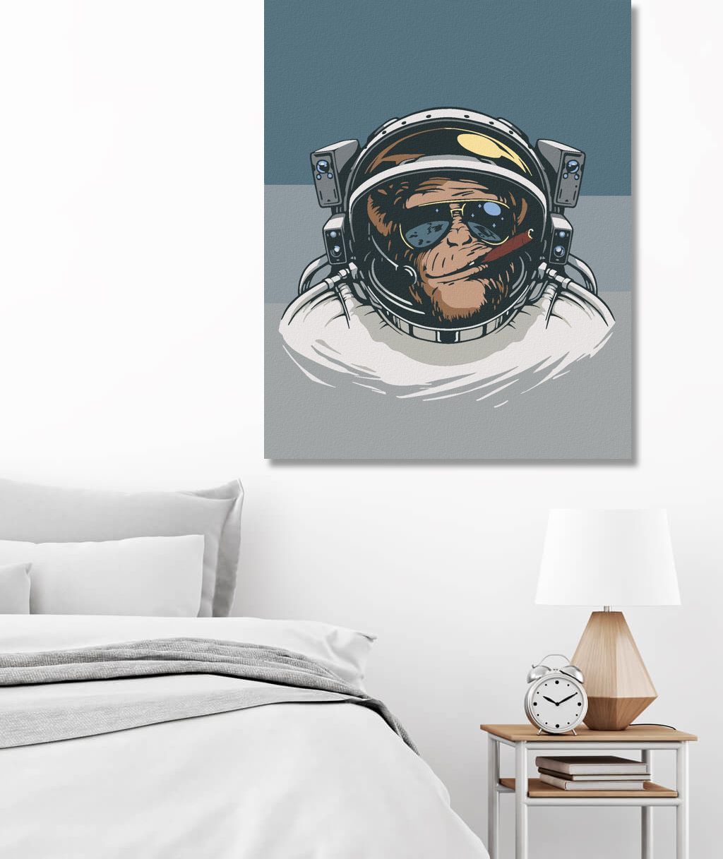 zuty Malování podle čísel - OPICE KOSMONAUTEM - Rozměr: 40x50 cm, Rámování: Varianta: vypnuté plátno na rám - obrázek 6