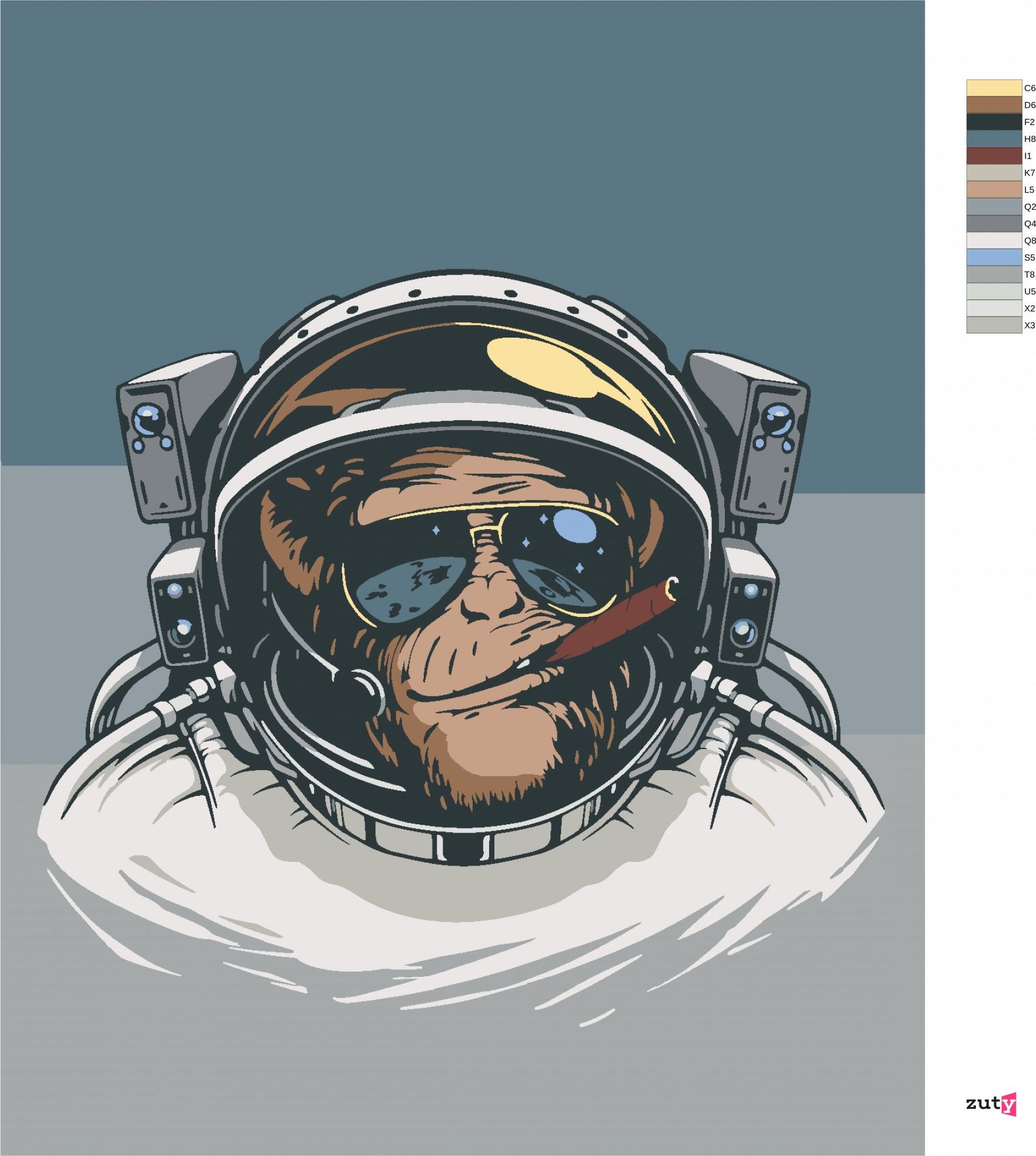 zuty Malování podle čísel - OPICE KOSMONAUTEM - Rozměr: 40x50 cm, Rámování: Varianta: vypnuté plátno na rám - obrázek 9