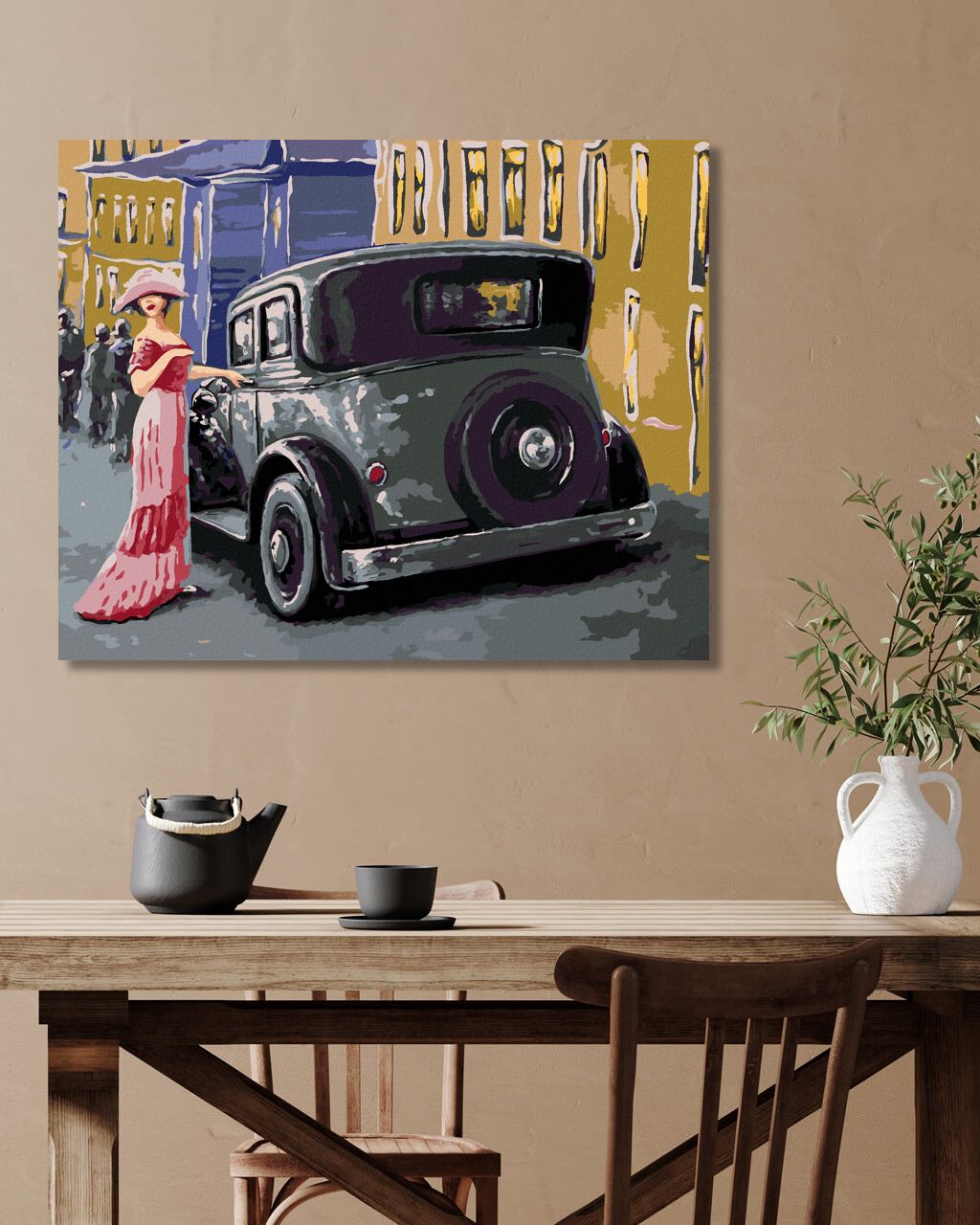 zuty Malování podle čísel - DÁMA V RŮŽOVÝCH ŠATECH U AUTA - Rozměr: 40x50 cm, Rámování: Varianta: bez rámu a bez vypnutí plátna - obrázek 10