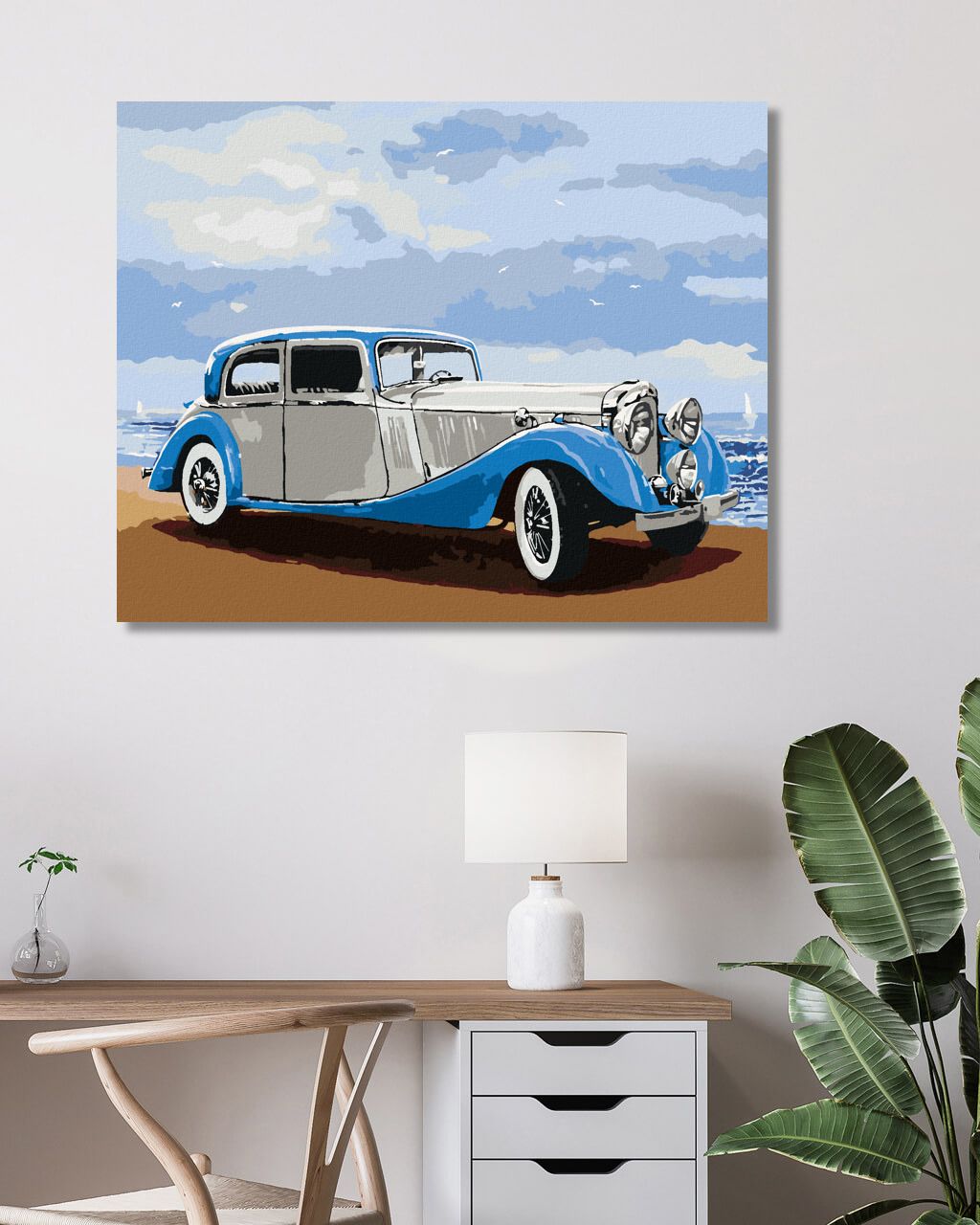 zuty Malování podle čísel - RETRO AUTO U MOŘE - Rozměr: 40x50 cm, Rámování: Varianta: vypnuté plátno na rám - obrázek 8