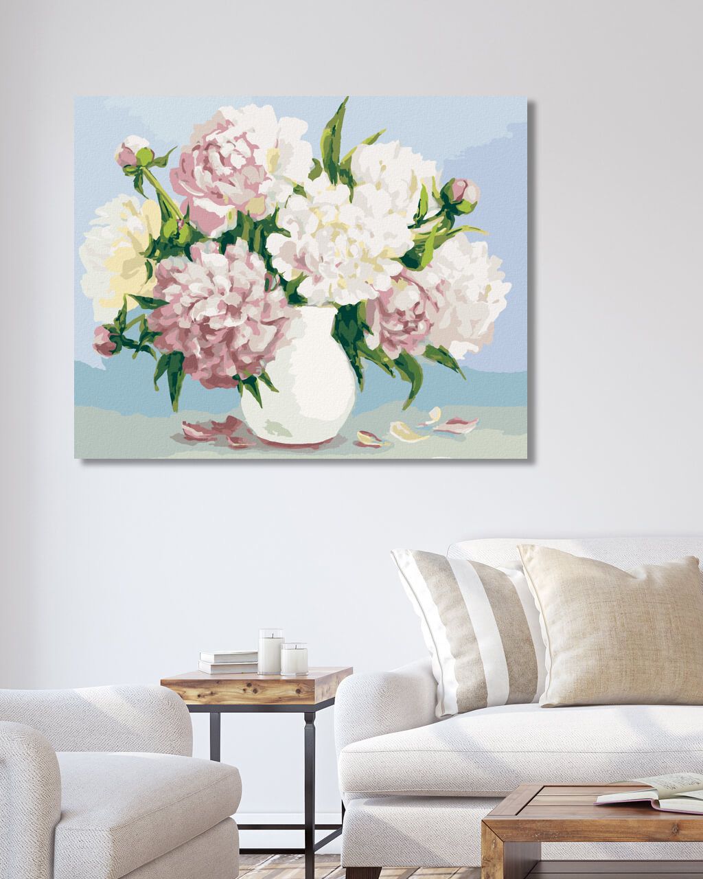 zuty Malování podle čísel - PIVOŇKY V BÍLÉ VÁZE - Rozměr: 40x50 cm, Rámování: Varianta: vypnuté plátno na rám - obrázek 8