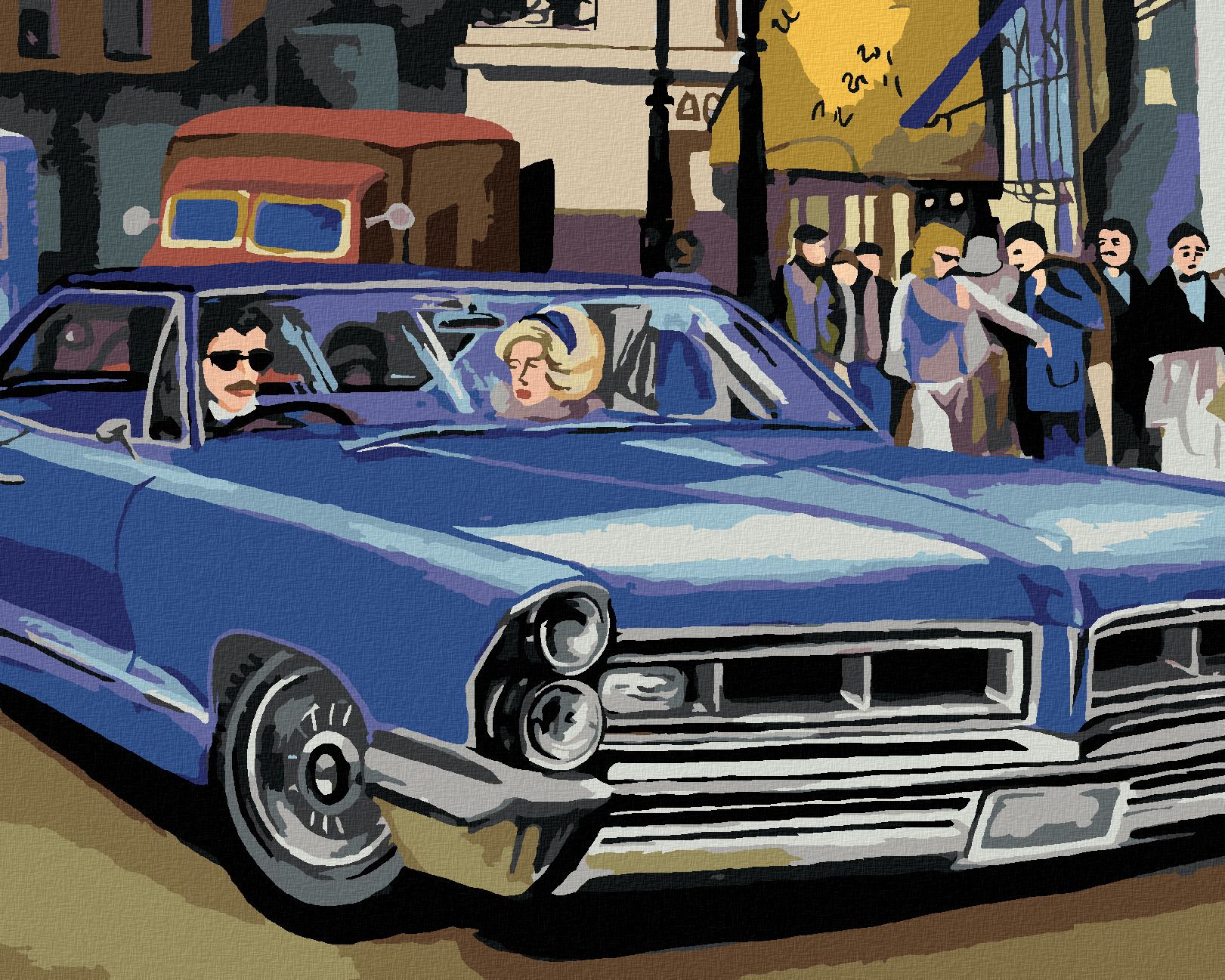 zuty Malování podle čísel - MODRÉ RETRO AUTO - Rozměr: 40x50 cm, Rámování: Varianta: vypnuté plátno na rám - obrázek 1