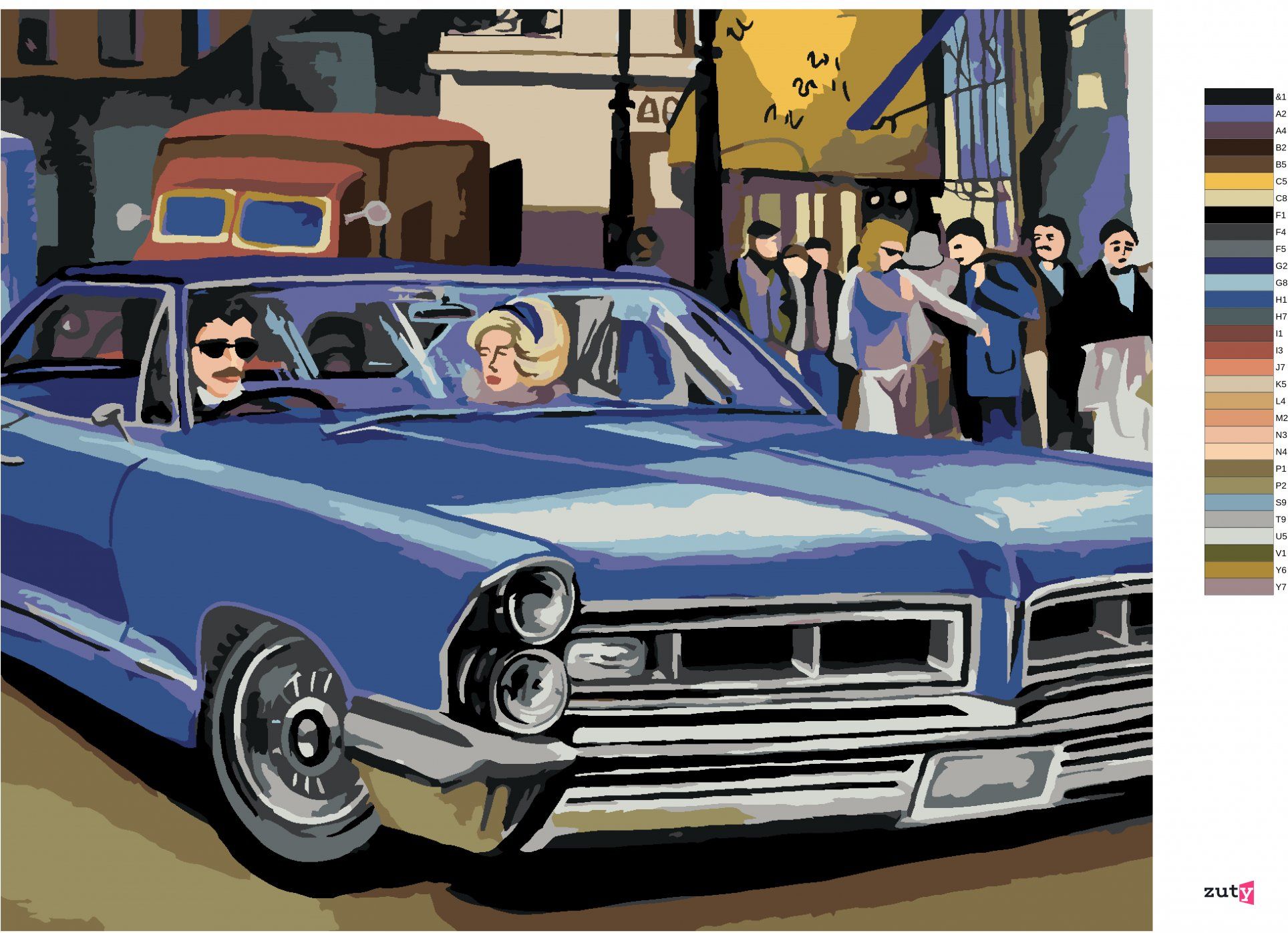 zuty Malování podle čísel - MODRÉ RETRO AUTO - Rozměr: 40x50 cm, Rámování: Varianta: vypnuté plátno na rám - obrázek 7