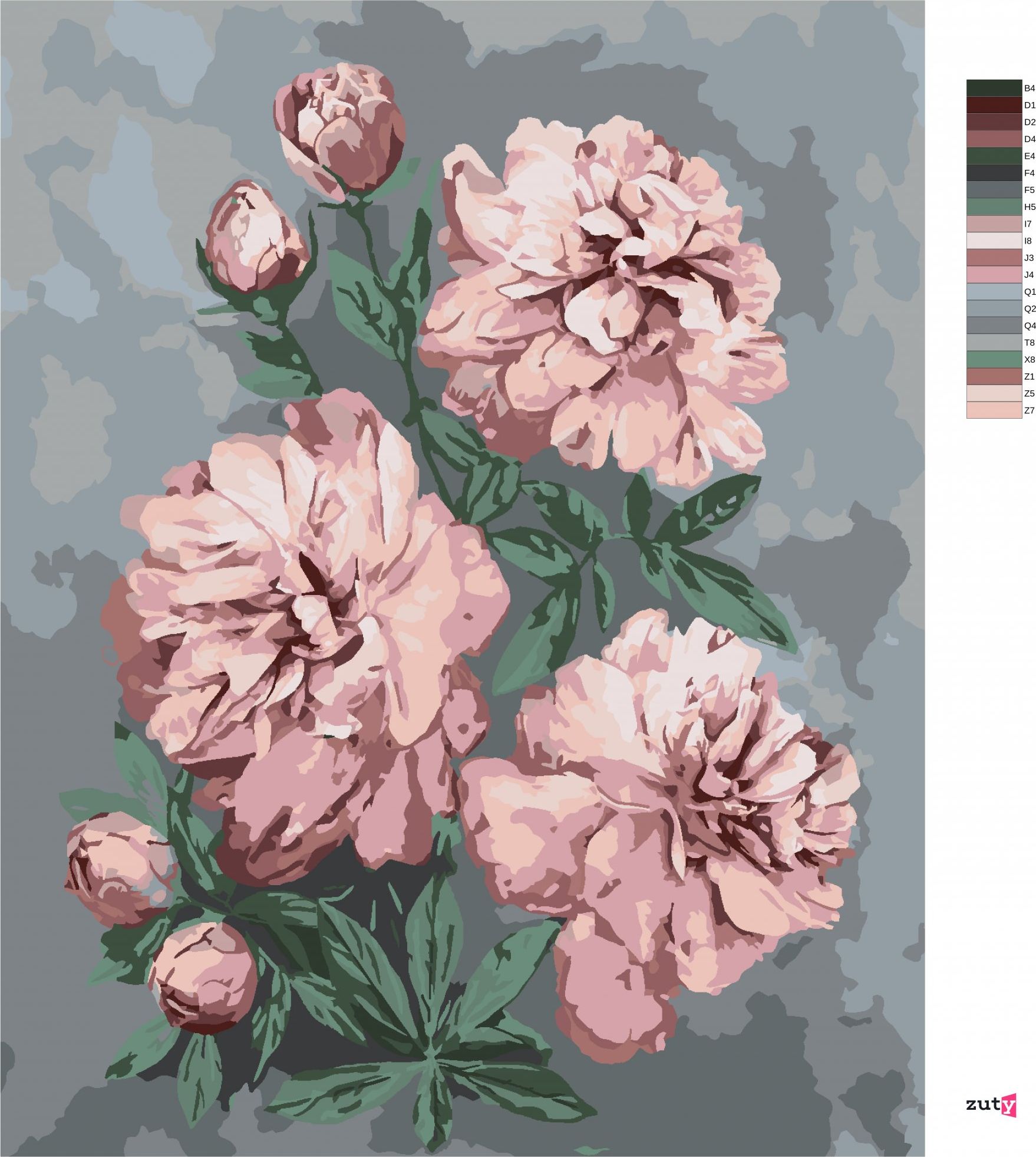 zuty Malování podle čísel - RŮŽOVÉ PIVOŇKY NA ABSTRAKTNÍM POZADÍ - Rozměr: 40x50 cm, Rámování: Varianta: bez rámu a bez vypnutí plátna - obrázek 9