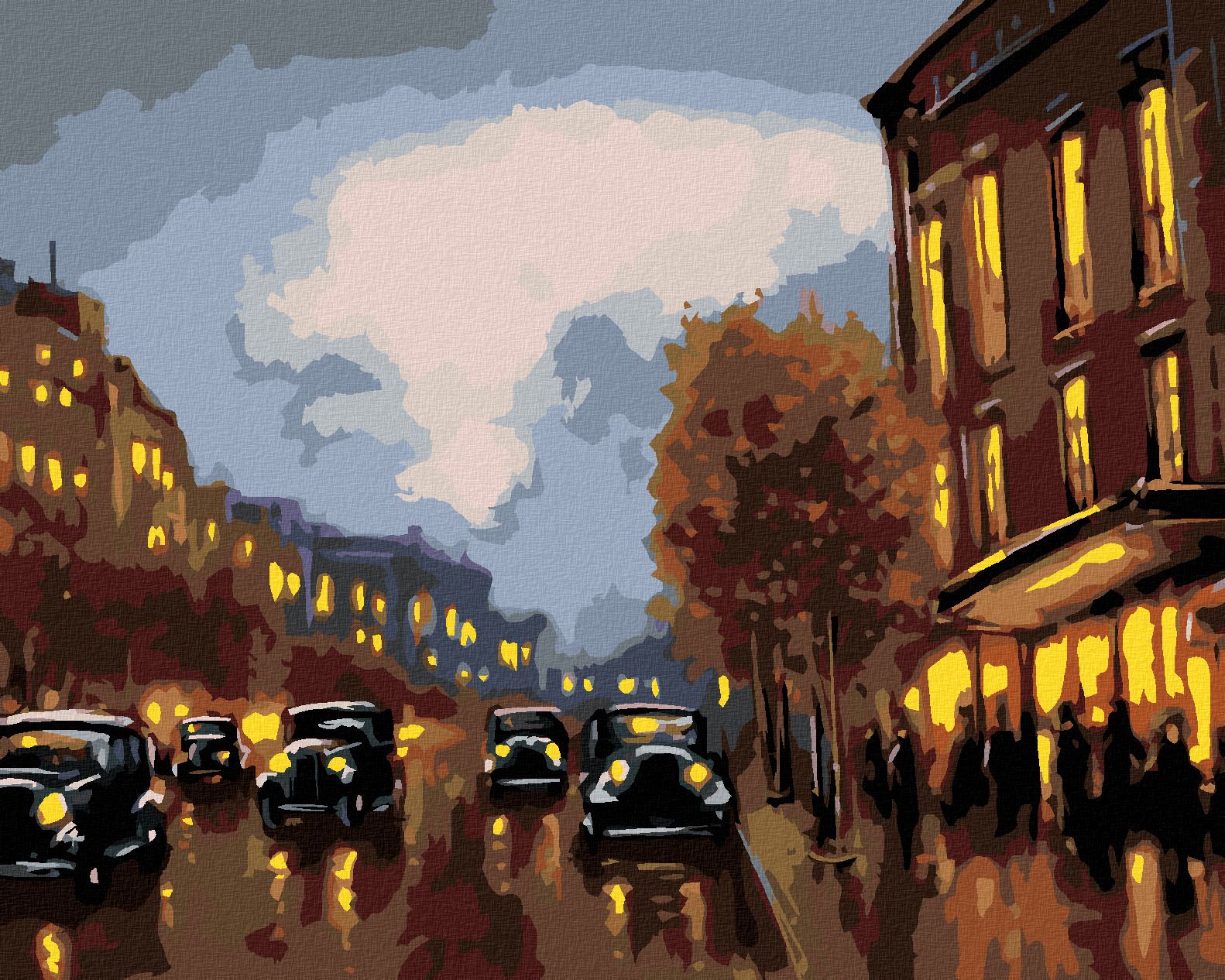 zuty Malování podle čísel - NOČNÍ PROJÍŽĎKA S AUTY - Rozměr: 40x50 cm, Rámování: Varianta: vypnuté plátno na rám - obrázek 1