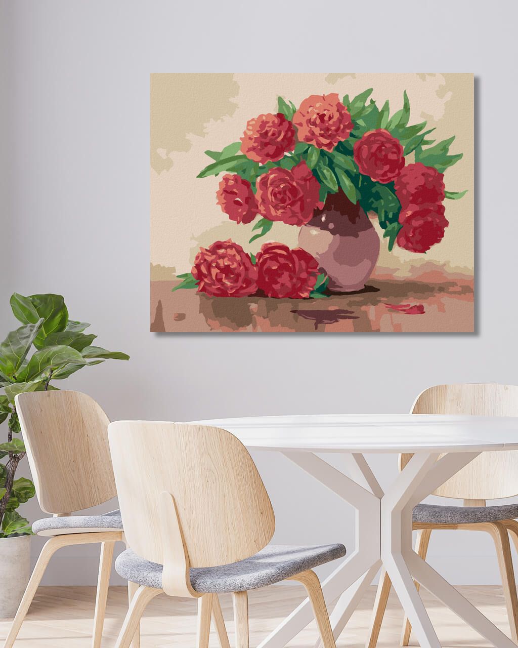 zuty Malování podle čísel - ČERVENÉ PIVOŇKY V KERAMICKÉ VÁZE - Rozměr: 40x50 cm, Rámování: Varianta: vypnuté plátno na rám - obrázek 7