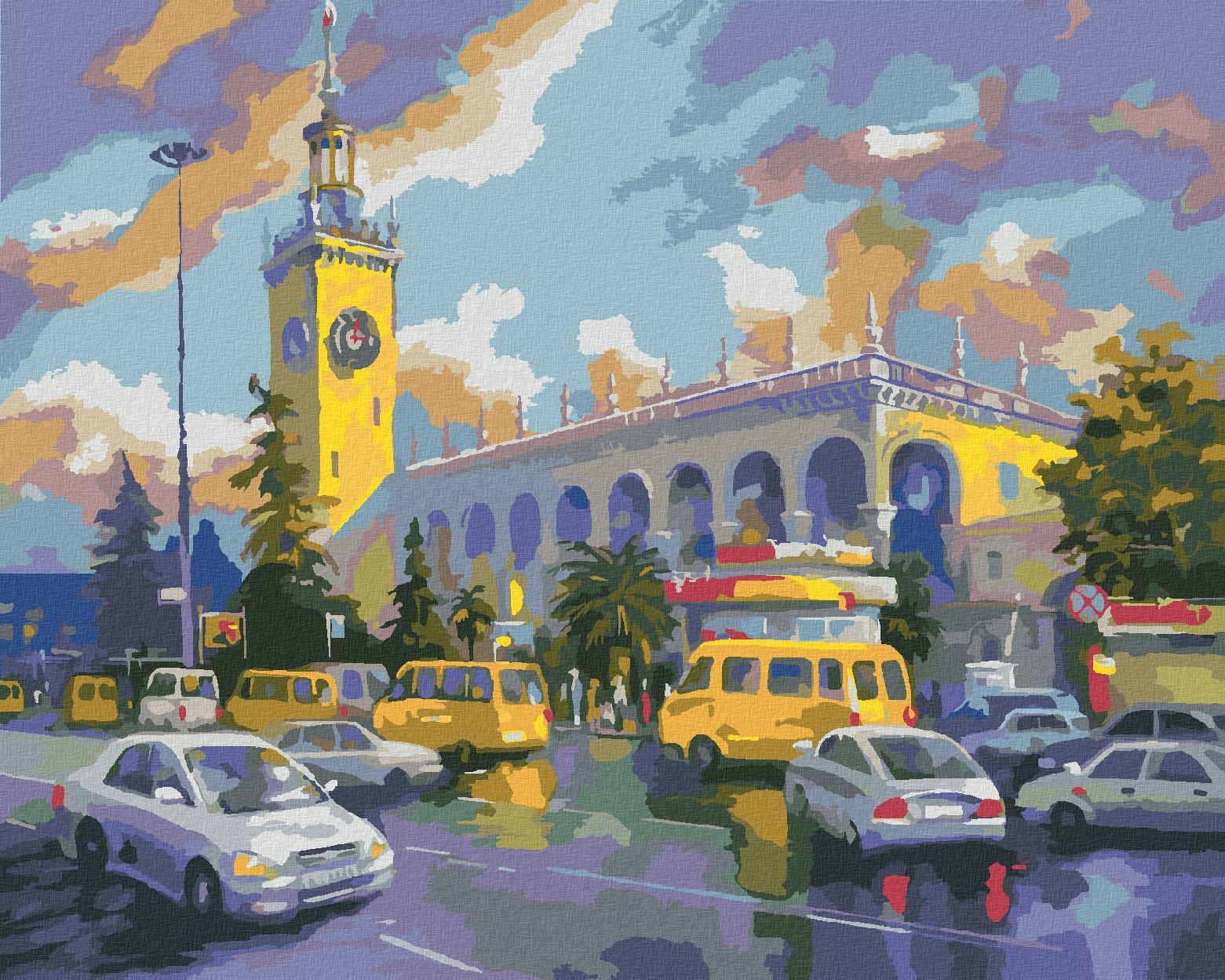 zuty Malování podle čísel - AUTA V SOCHI - Rozměr: 40x50 cm, Rámování: Varianta: vypnuté plátno na rám - obrázek 1