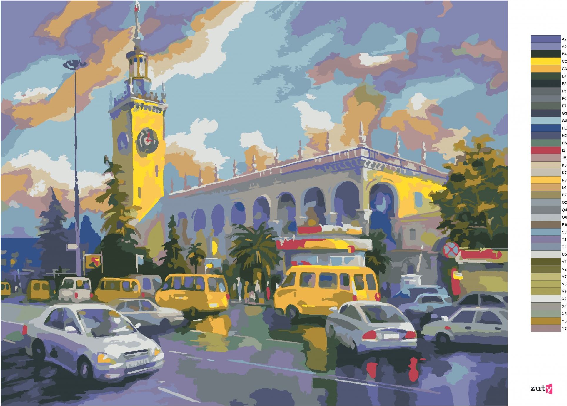 zuty Malování podle čísel - AUTA V SOCHI - Rozměr: 40x50 cm, Rámování: Varianta: vypnuté plátno na rám - obrázek 10