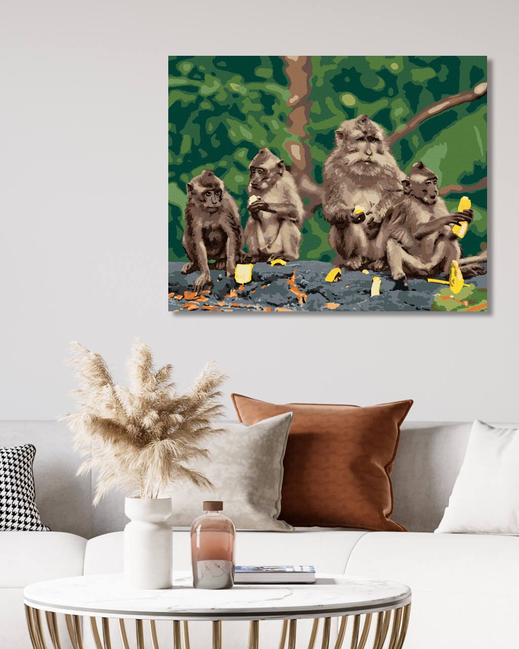 zuty Malování podle čísel - ČTYŘI OPICE S BANÁNY - Rozměr: 40x50 cm, Rámování: Varianta: vypnuté plátno na rám - obrázek 10
