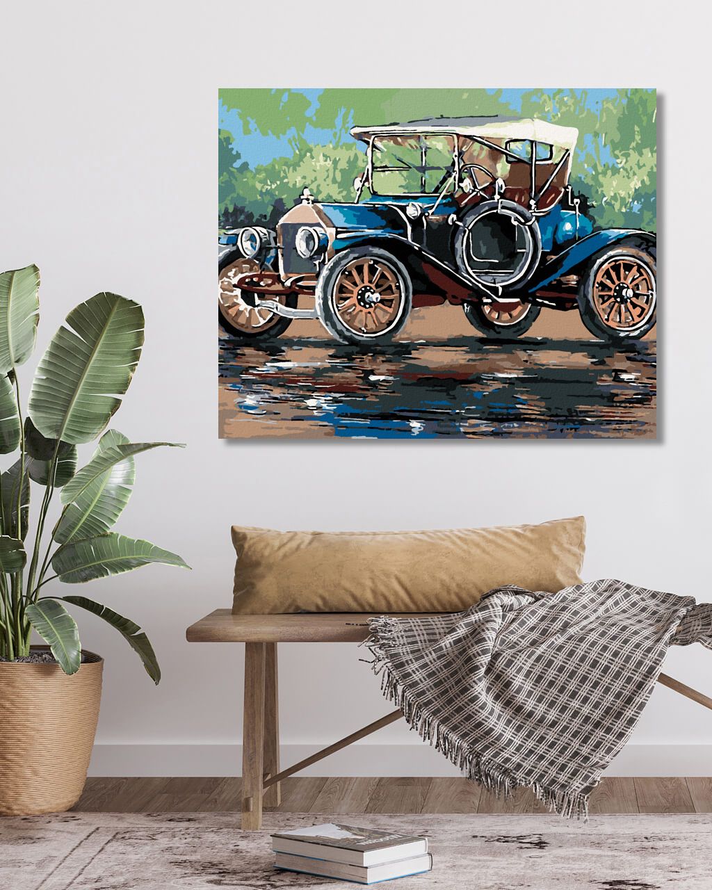 zuty Malování podle čísel - RETRO AUTO SE STŘÍŠKOU - Rozměr: 40x50 cm, Rámování: Varianta: vypnuté plátno na rám - obrázek 8
