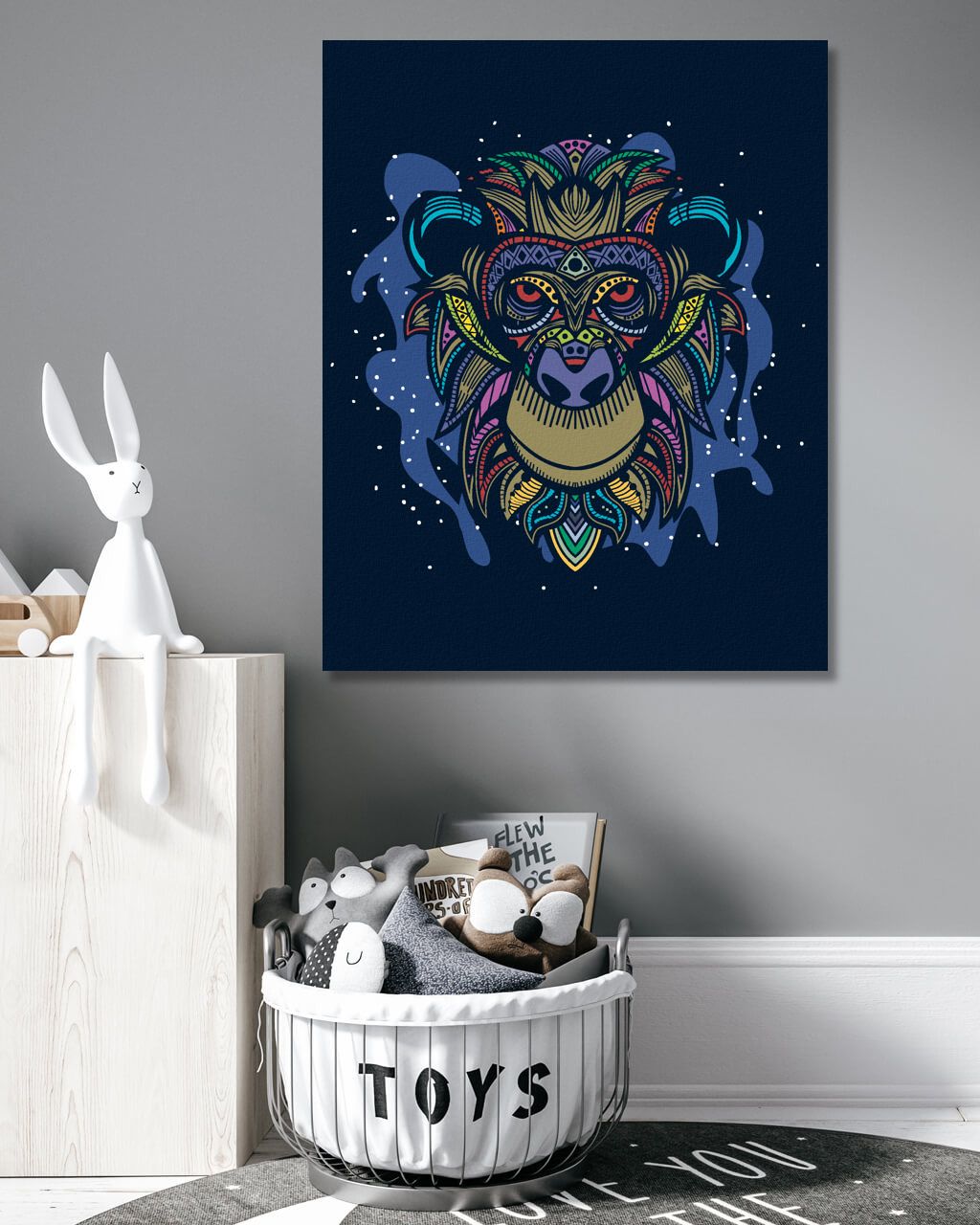 zuty Malování podle čísel - VEKTOROVĚ BAREVNÁ OPICE - Rozměr: 40x50 cm, Rámování: Varianta: vypnuté plátno na rám - obrázek 8