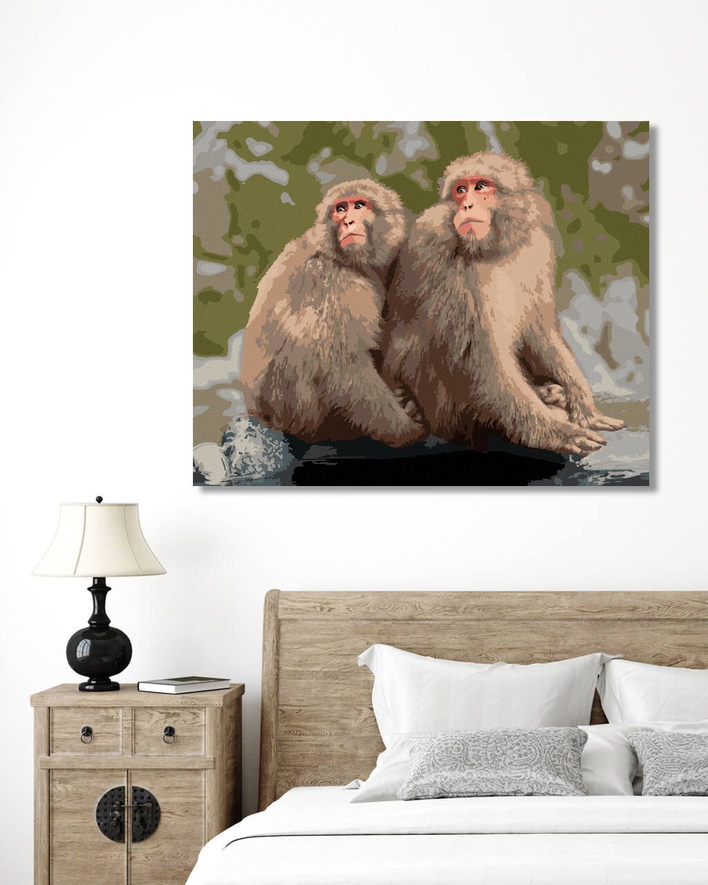 zuty Malování podle čísel - DVĚ OPICE V ZOO V JAPONSKU - Rozměr: 40x50 cm, Rámování: Varianta: vypnuté plátno na rám - obrázek 4
