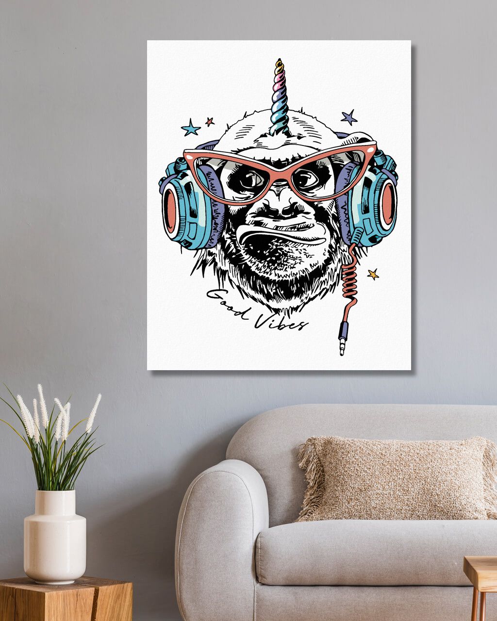 zuty Malování podle čísel - OPICE JAKO JEDNOROŽEC - Rozměr: 40x50 cm, Rámování: Varianta: vypnuté plátno na rám - obrázek 6