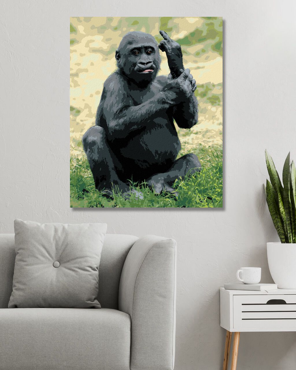 zuty Malování podle čísel - NAŠTVANÁ GORILA - Rozměr: 40x50 cm, Rámování: Varianta: bez rámu a bez vypnutí plátna - obrázek 5