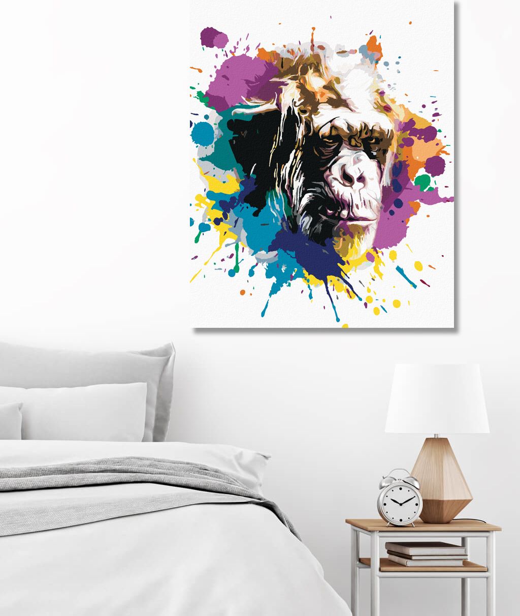 zuty Malování podle čísel - OPIČÍ HLAVA NA BAREVNÉM POZADÍ - Rozměr: 40x50 cm, Rámování: Varianta: vypnuté plátno na rám - obrázek 9