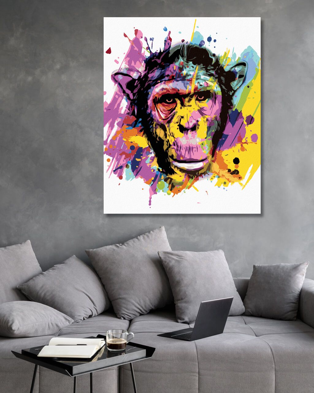 zuty Malování podle čísel - OPICE NA BAREVNÉM POZADÍ - Rozměr: 40x50 cm, Rámování: Varianta: vypnuté plátno na rám - obrázek 10