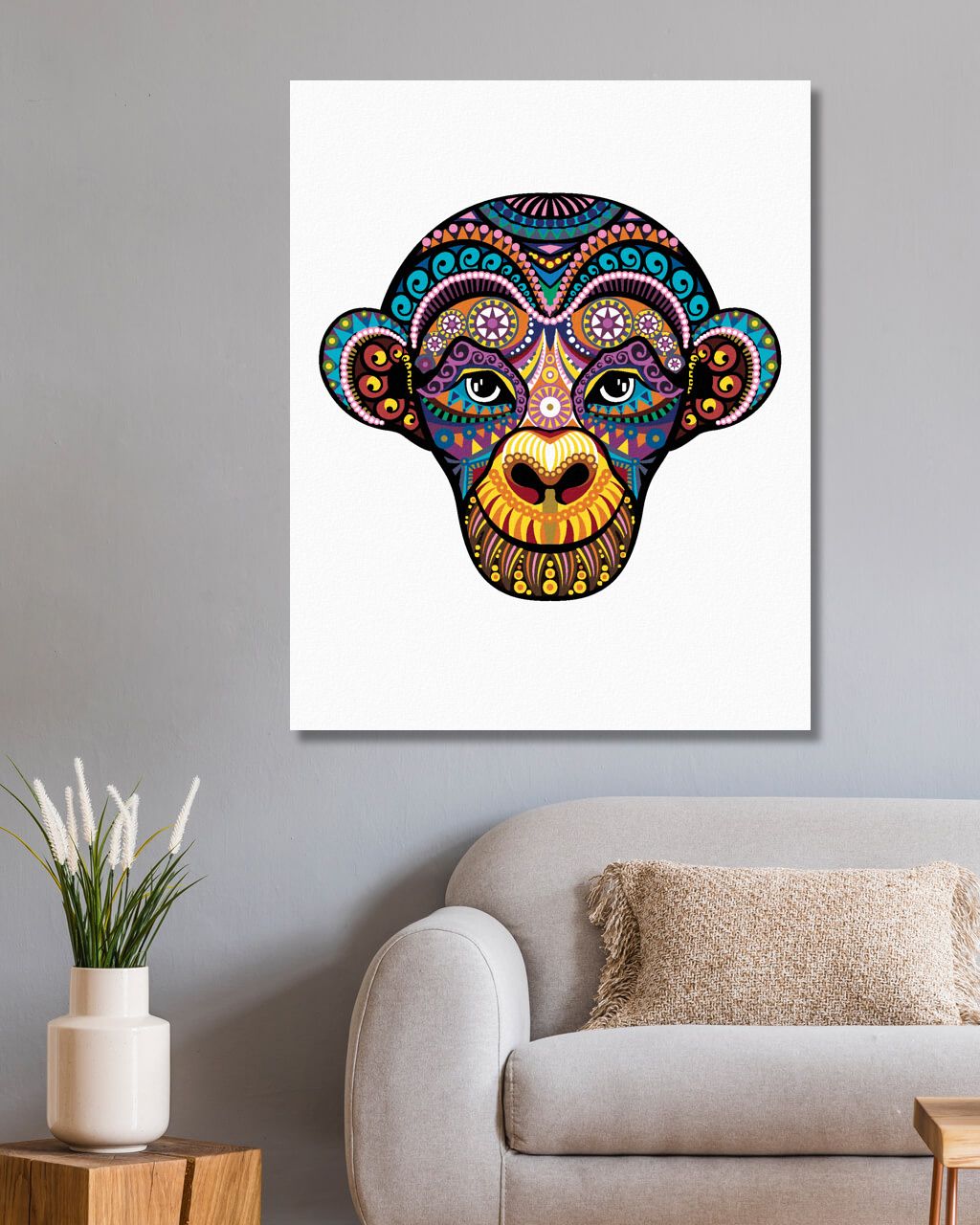 zuty Malování podle čísel - ABSTRAKTNÍ BAREVNÁ OPICE NA BÍLÉM POZADÍ - Rozměr: 40x50 cm, Rámování: Varianta: bez rámu a bez vypnutí plátna - obrázek 6