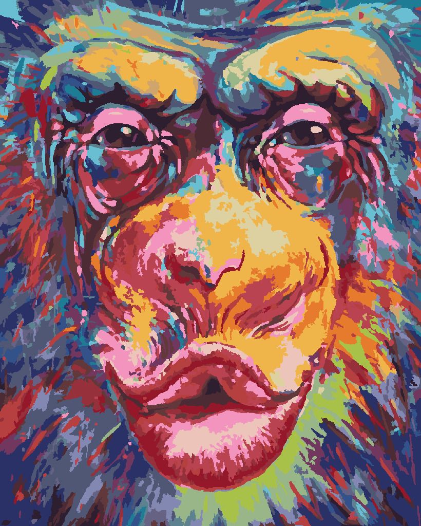 zuty Malování podle čísel - LÍBAJÍCÍ OPICE - Rozměr: 40x50 cm, Rámování: Varianta: bez rámu a bez vypnutí plátna - obrázek 4
