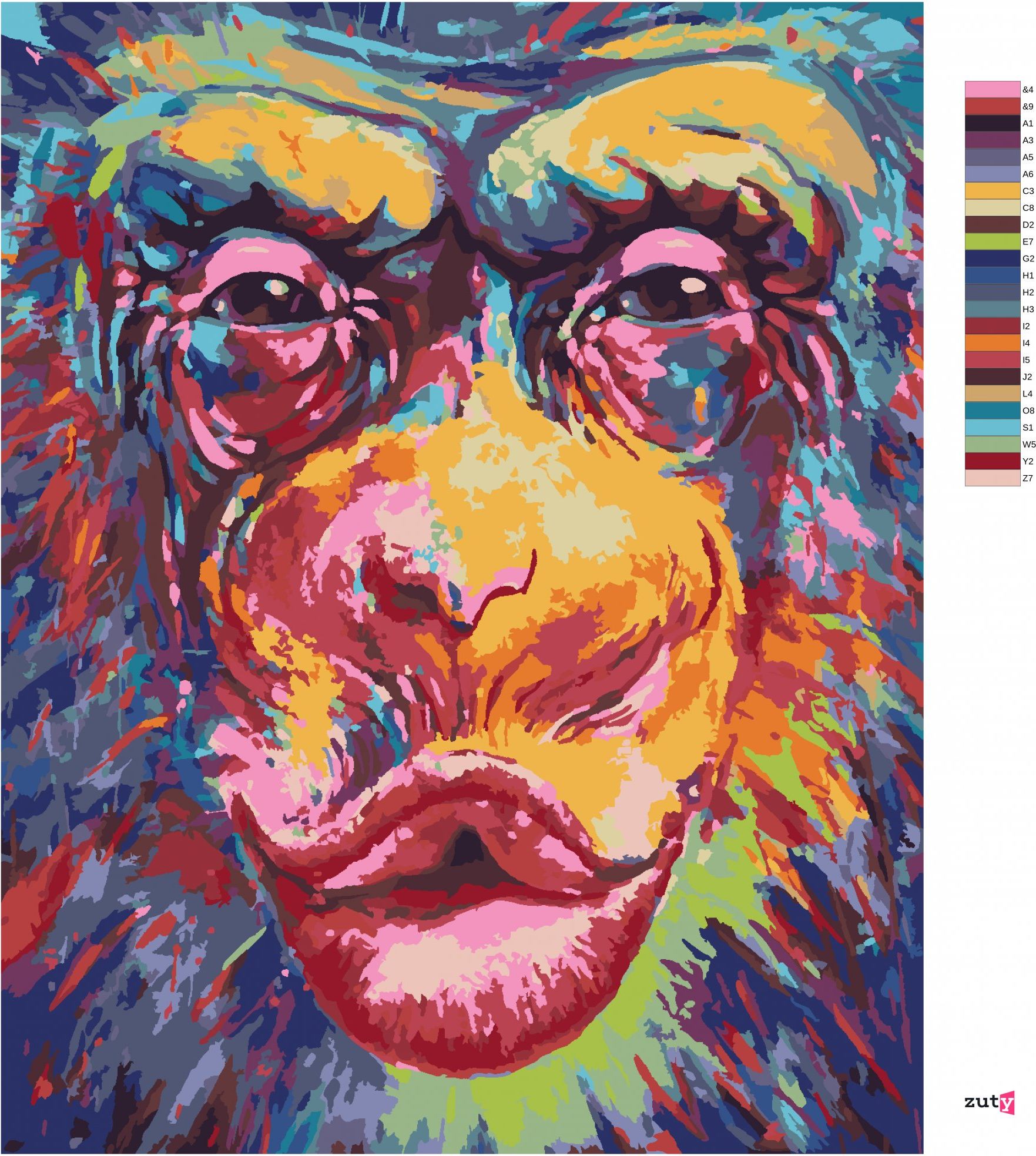 zuty Malování podle čísel - LÍBAJÍCÍ OPICE - Rozměr: 40x50 cm, Rámování: Varianta: bez rámu a bez vypnutí plátna - obrázek 5