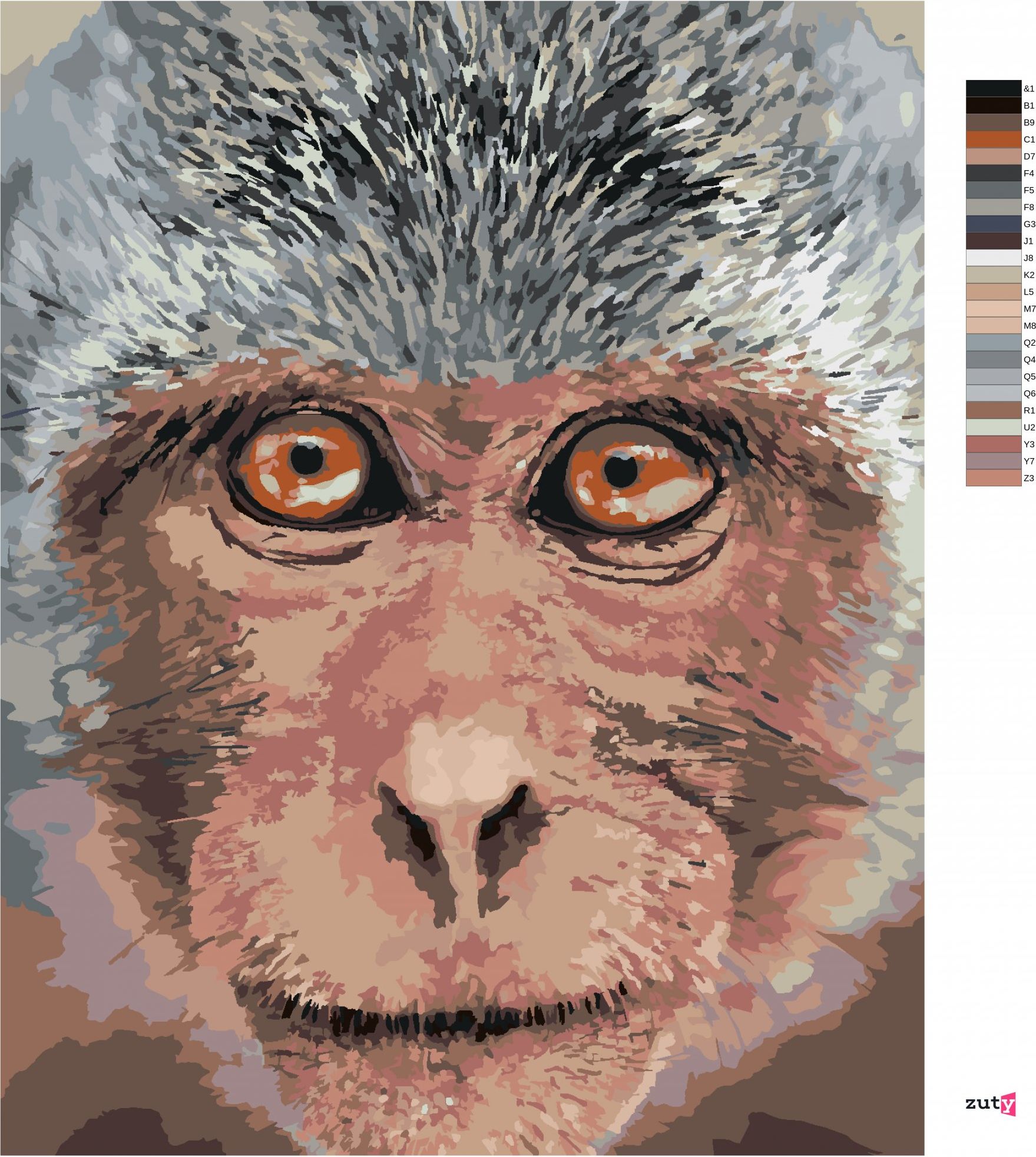 zuty Malování podle čísel - OPICE Z BLÍZKA - Rozměr: 40x50 cm, Rámování: Varianta: vypnuté plátno na rám - obrázek 7