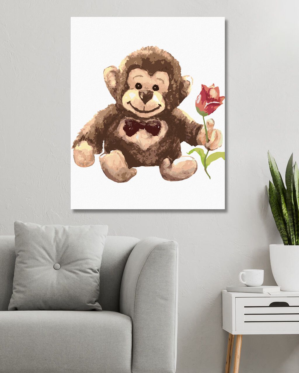 zuty Malování podle čísel - OPICE S TULIPÁNEM - Rozměr: 40x50 cm, Rámování: Varianta: vypnuté plátno na rám - obrázek 5