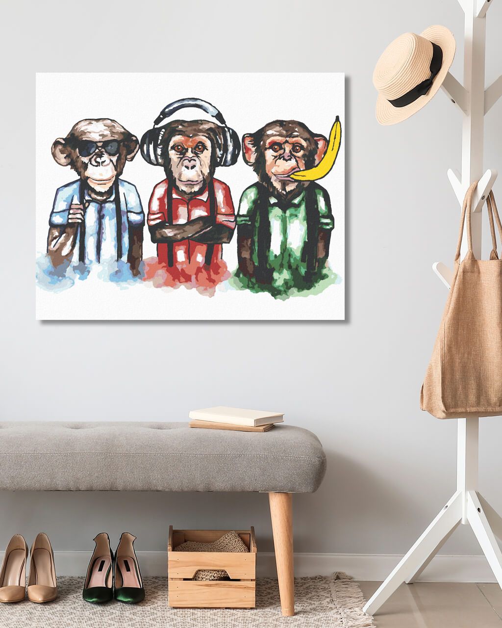zuty Malování podle čísel - TŘI OPICE - Rozměr: 40x50 cm, Rámování: Varianta: bez rámu a bez vypnutí plátna - obrázek 4