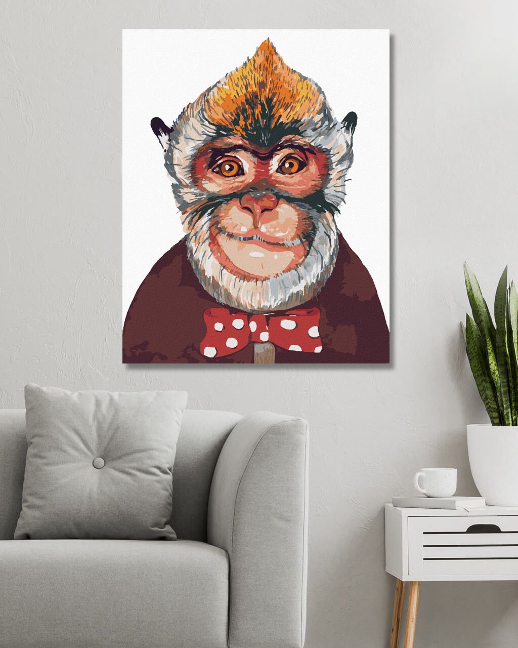 zuty Malování podle čísel - OPICE S UVÁZANÝM MOTÝLKEM - Rozměr: 40x50 cm, Rámování: Varianta: bez rámu a bez vypnutí plátna - obrázek 2