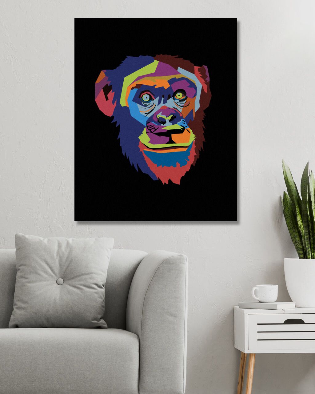 zuty Malování podle čísel - ABSTRAKTNÍ POP-ART OPICE NA ČERNÉM POZADÍ - Rozměr: 40x50 cm, Rámování: Varianta: vypnuté plátno na rám - obrázek 2
