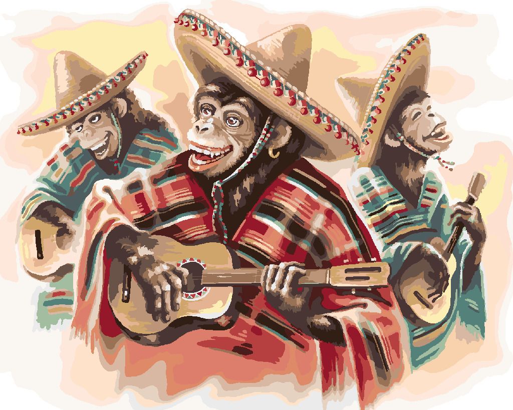 zuty Malování podle čísel - MEXICKÉ TRIO OPIC HRAJÍCÍ NA KYTARU - Rozměr: 40x50 cm, Rámování: Varianta: bez rámu a bez vypnutí plátna - obrázek 5