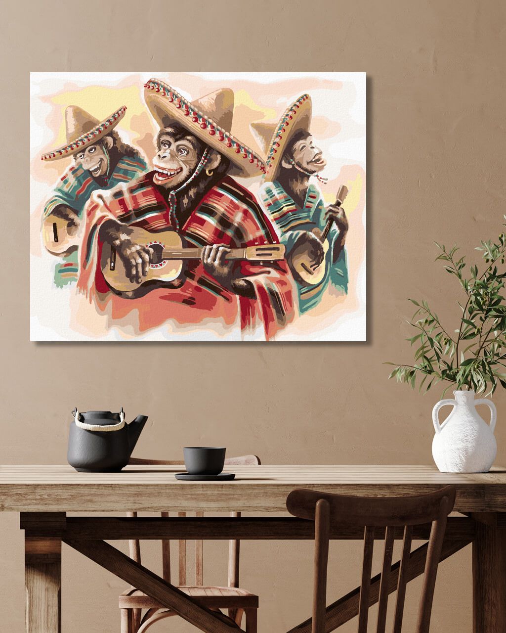 zuty Malování podle čísel - MEXICKÉ TRIO OPIC HRAJÍCÍ NA KYTARU - Rozměr: 40x50 cm, Rámování: Varianta: bez rámu a bez vypnutí plátna - obrázek 9