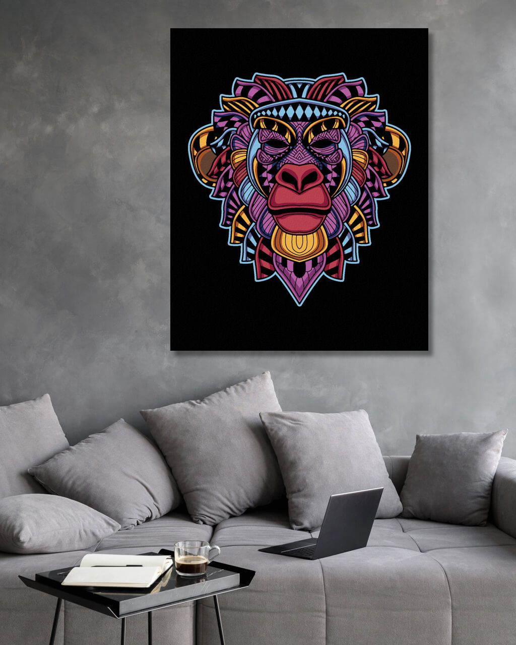 zuty Malování podle čísel - ABSTRAKTNÍ OPICE NA ČERNÉM POZADÍ - Rozměr: 40x50 cm, Rámování: Varianta: vypnuté plátno na rám - obrázek 10