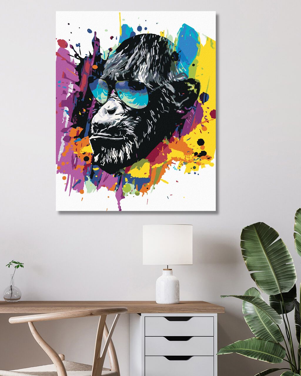 zuty Malování podle čísel - BAREVNÁ OPICE SE SLUNEČNÍMI BRÝLEMI - Rozměr: 40x50 cm, Rámování: Varianta: vypnuté plátno na rám - obrázek 2