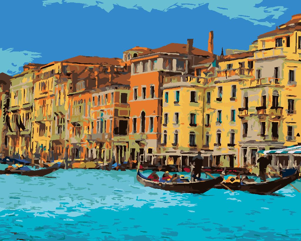 zuty Malování podle čísel - BENÁTKY S TURISTY - Rozměr: 40x50 cm, Rámování: Varianta: bez rámu a bez vypnutí plátna - obrázek 4