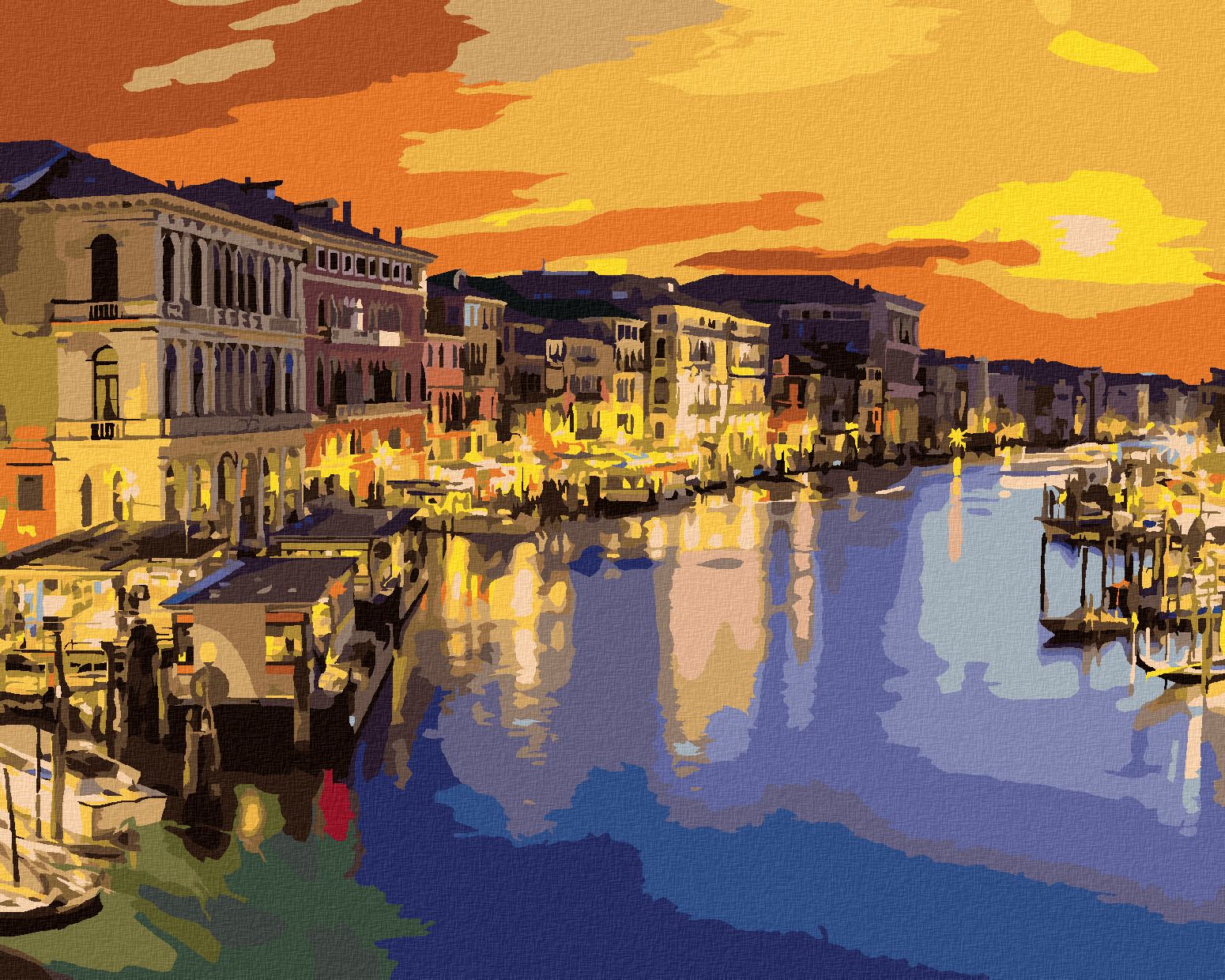 zuty Malování podle čísel - CANAL GRANDE V LETNÍ NOCI V BENÁTKÁCH - Rozměr: 40x50 cm, Rámování: Varianta: bez rámu a bez vypnutí plátna - obrázek 1