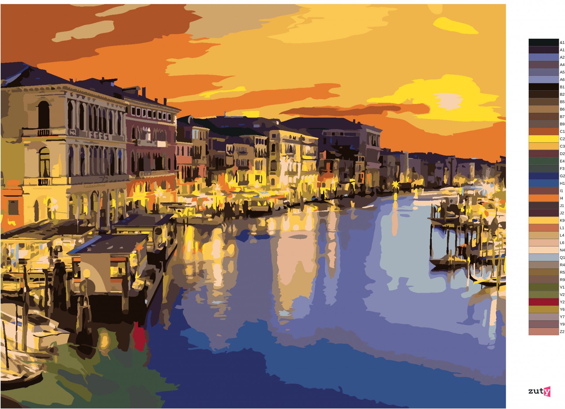 zuty Malování podle čísel - CANAL GRANDE V LETNÍ NOCI V BENÁTKÁCH - Rozměr: 40x50 cm, Rámování: Varianta: vypnuté plátno na rám - obrázek 5
