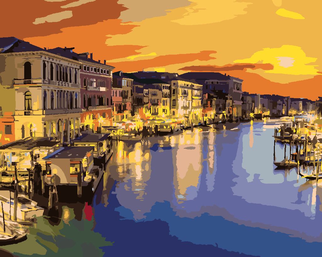 zuty Malování podle čísel - CANAL GRANDE V LETNÍ NOCI V BENÁTKÁCH - Rozměr: 40x50 cm, Rámování: Varianta: vypnuté plátno na rám - obrázek 7