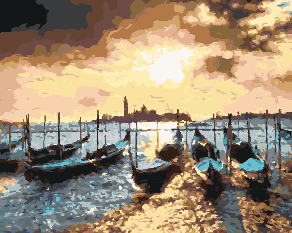 zuty Malování podle čísel - BOUŘKA NAD GONDOLY V BENÁTKÁCH - Rozměr: 40x50 cm, Rámování: Varianta: vypnuté plátno na rám - obrázek 6