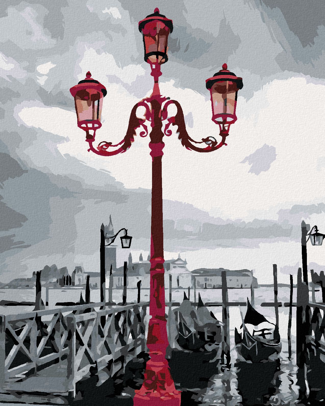 zuty Malování podle čísel - LAMPA V BENÁTKÁCH - Rozměr: 40x50 cm, Rámování: Varianta: bez rámu a bez vypnutí plátna - obrázek 1