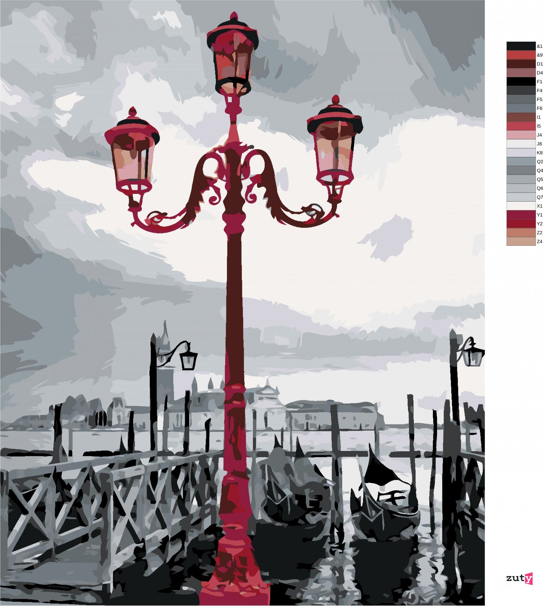 zuty Malování podle čísel - LAMPA V BENÁTKÁCH - Rozměr: 40x50 cm, Rámování: Varianta: bez rámu a bez vypnutí plátna - obrázek 7